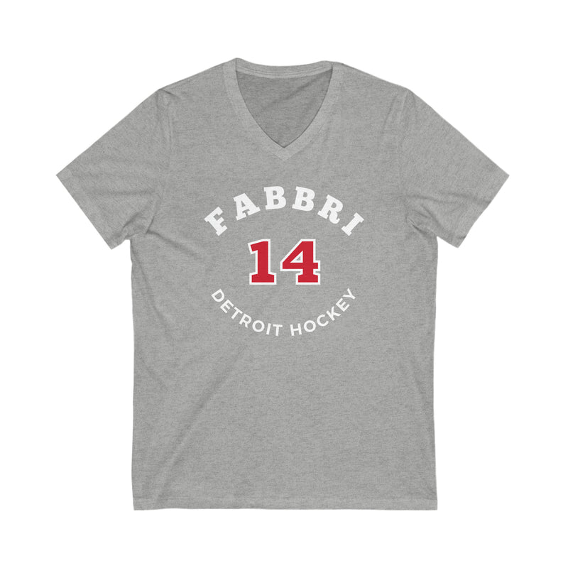 Fabbri 14 Detroit Hockey Number Arch Design Unisex V-Neck Tee