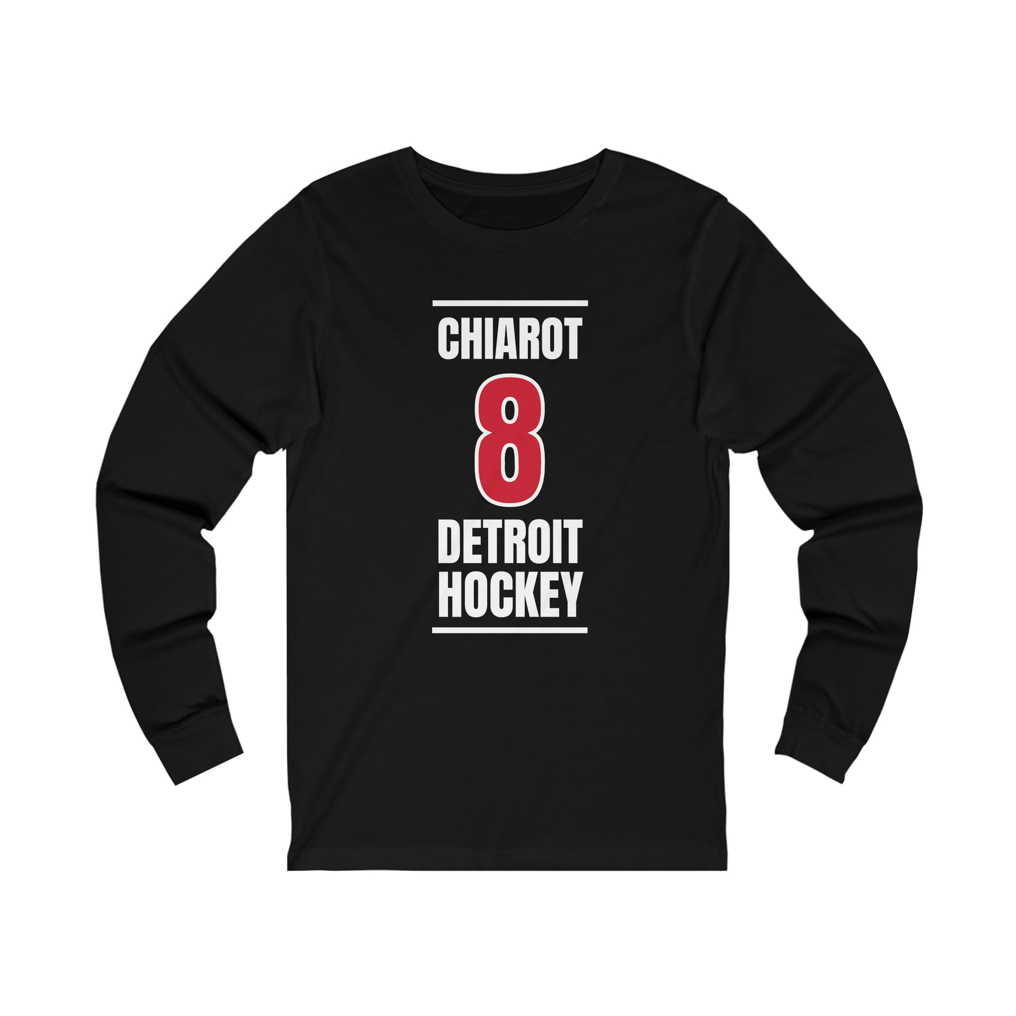 Chiarot 8 Detroit Hockey Red Vertical Design Unisex Jersey Long Sleeve Shirt
