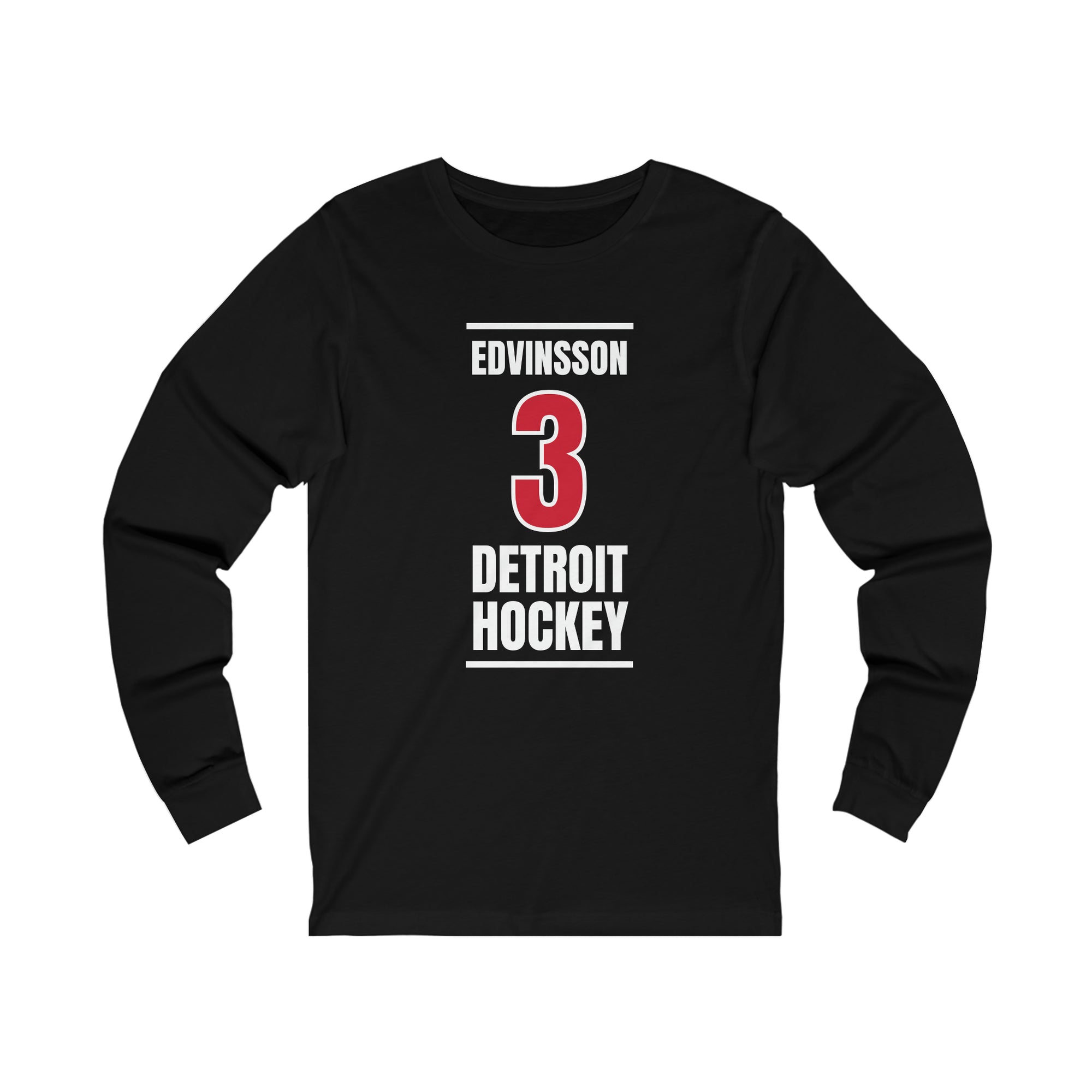 Edvinsson 3 Detroit Hockey Red Vertical Design Unisex Jersey Long Sleeve Shirt