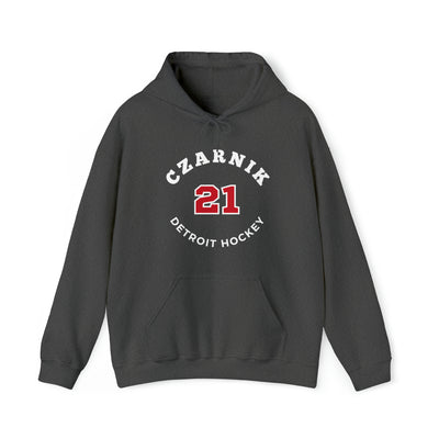 Czarnik 21 Detroit Hockey Number Arch Design Unisex Hooded Sweatshirt