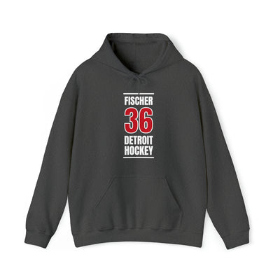 Fischer 36 Detroit Hockey Red Vertical Design Unisex Hooded Sweatshirt