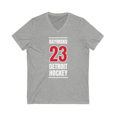 Raymond 23 Detroit Hockey Red Vertical Design Unisex V-Neck Tee