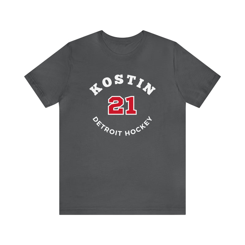 Kostin 21 Detroit Hockey Number Arch Design Unisex T-Shirt