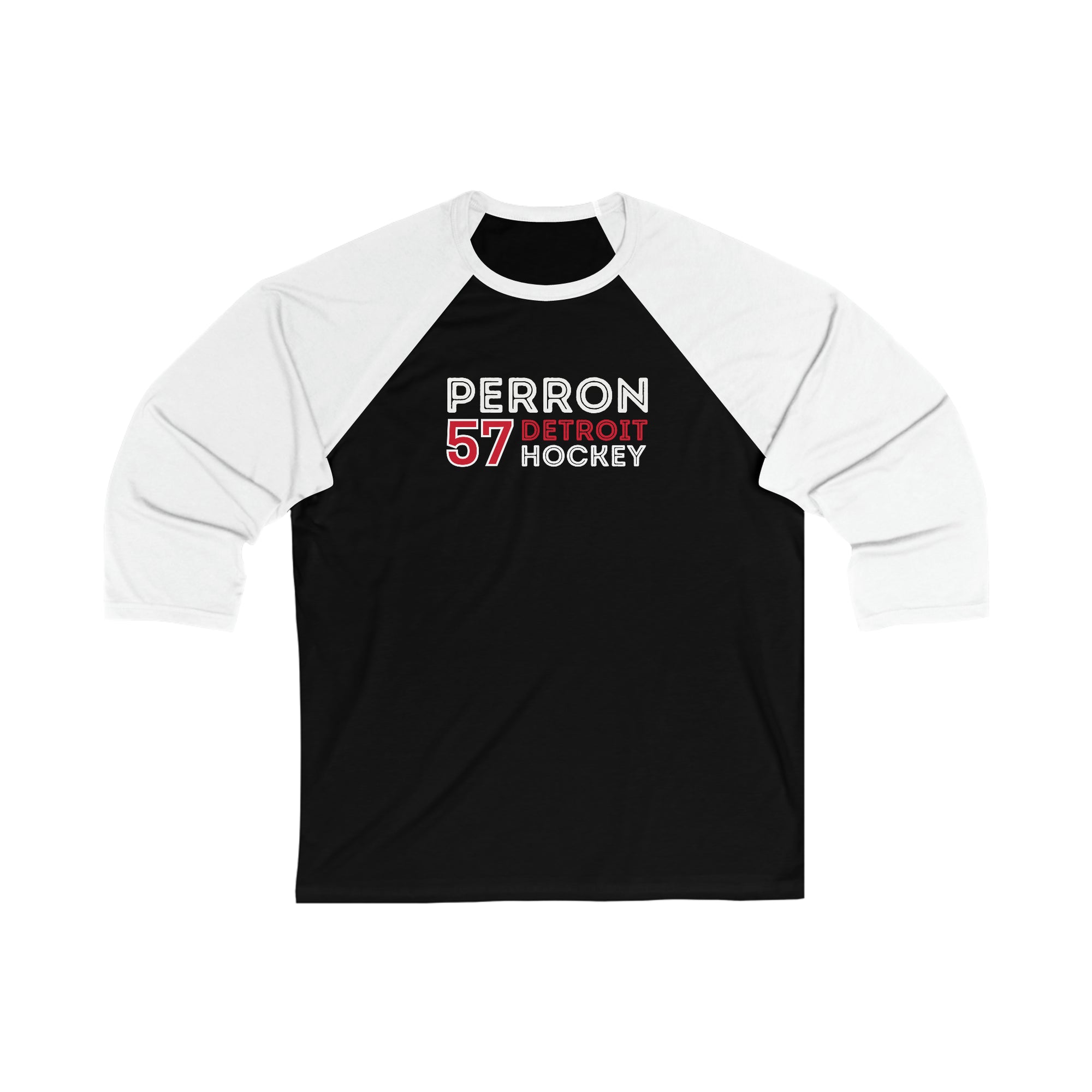 Perron 57 Detroit Hockey Grafitti Wall Design Unisex Tri-Blend 3/4 Sleeve Raglan Baseball Shirt