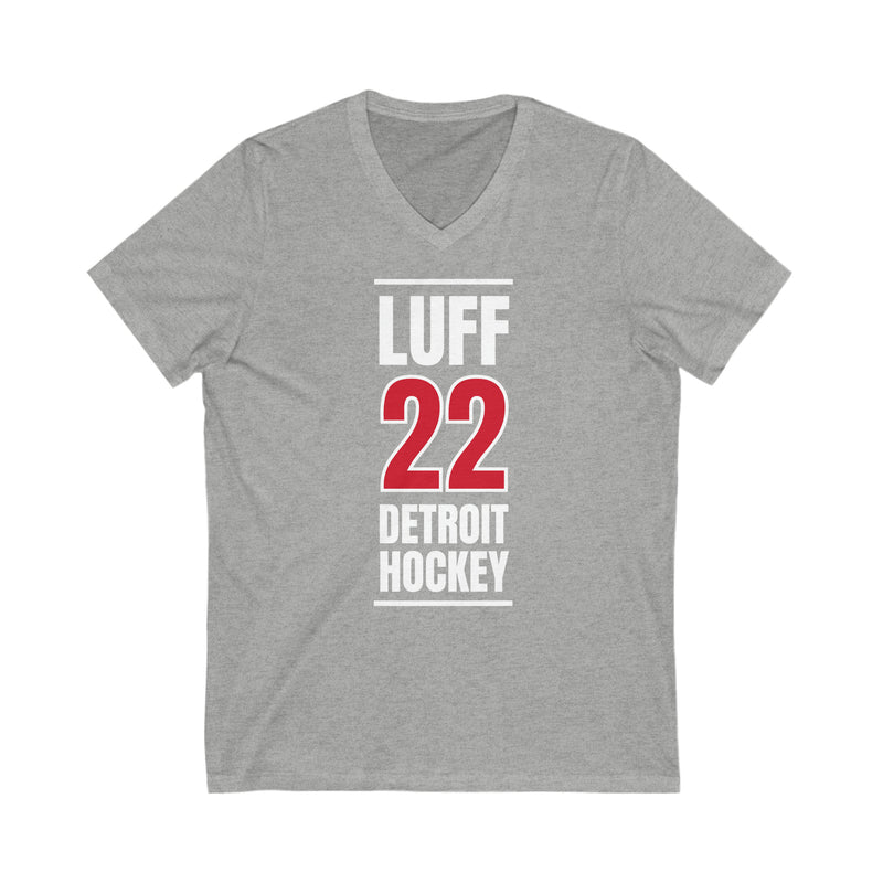 Luff 22 Detroit Hockey Red Vertical Design Unisex V-Neck Tee