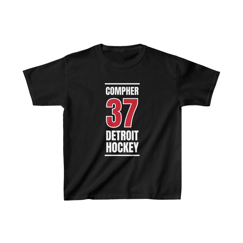 Compher 37 Detroit Hockey Red Vertical Design Kids Tee