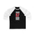 Perron 57 Detroit Hockey Red Vertical Design Unisex Tri-Blend 3/4 Sleeve Raglan Baseball Shirt