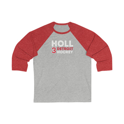 Holl 3 Detroit Hockey Grafitti Wall Design Unisex Tri-Blend 3/4 Sleeve Raglan Baseball Shirt