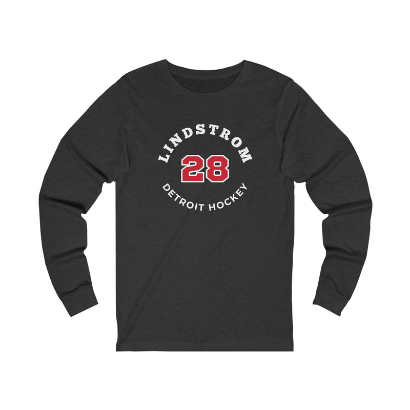 Lindstrom 28 Detroit Hockey Number Arch Design Unisex Jersey Long Sleeve Shirt