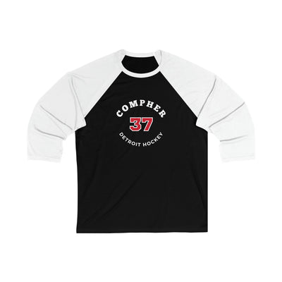Compher 37 Detroit Hockey Number Arch Design Unisex Tri-Blend 3/4 Sleeve Raglan Baseball Shirt