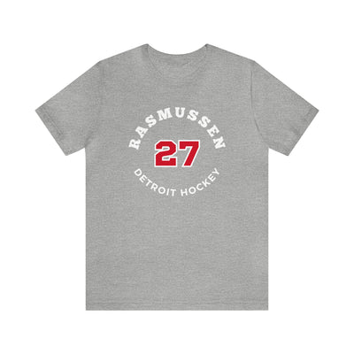 Rasmussen 27 Detroit Hockey Number Arch Design Unisex T-Shirt