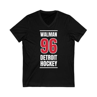 Walman 96 Detroit Hockey Red Vertical Design Unisex V-Neck Tee