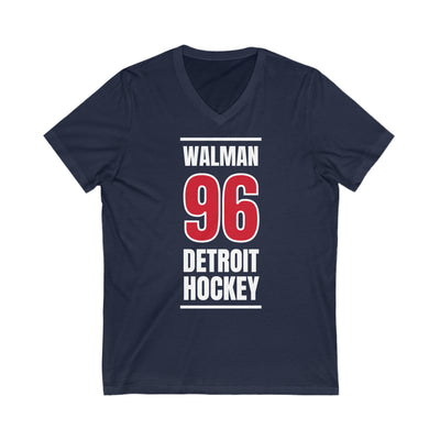 Walman 96 Detroit Hockey Red Vertical Design Unisex V-Neck Tee