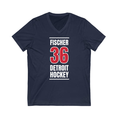 Fischer 36 Detroit Hockey Red Vertical Design Unisex V-Neck Tee