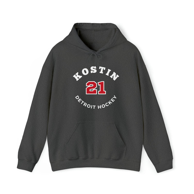 Kostin 21 Detroit Hockey Number Arch Design Unisex Hooded Sweatshirt