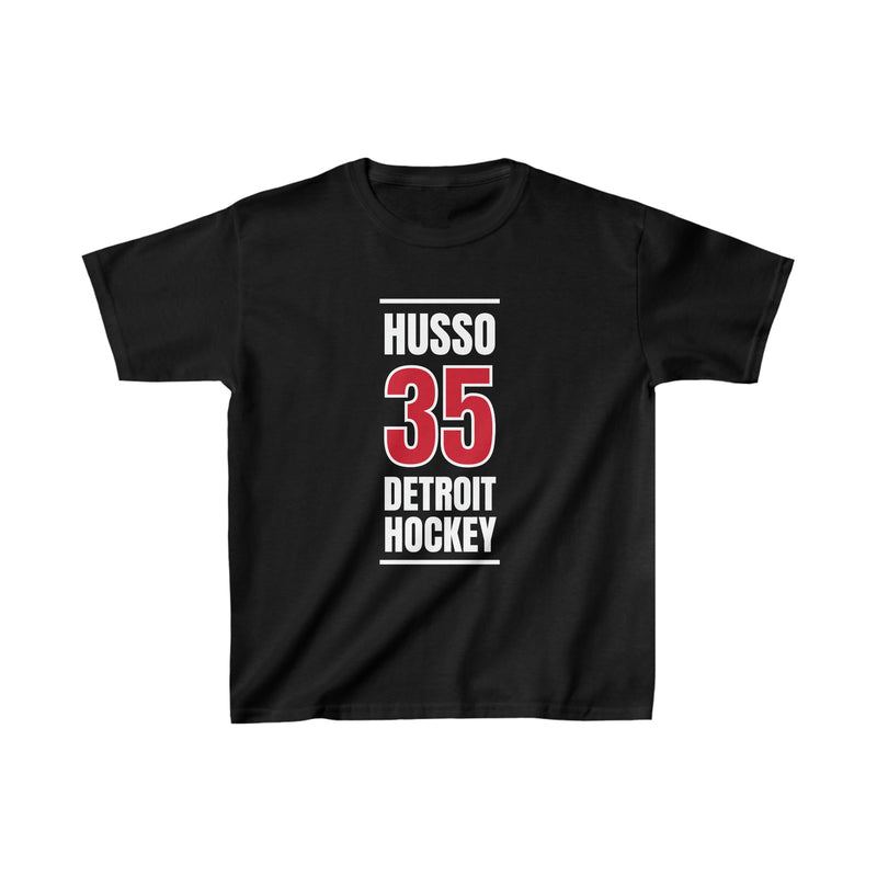 Husso 35 Detroit Hockey Red Vertical Design Kids Tee