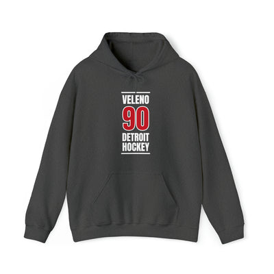 Veleno 90 Detroit Hockey Red Vertical Design Unisex Hooded Sweatshirt