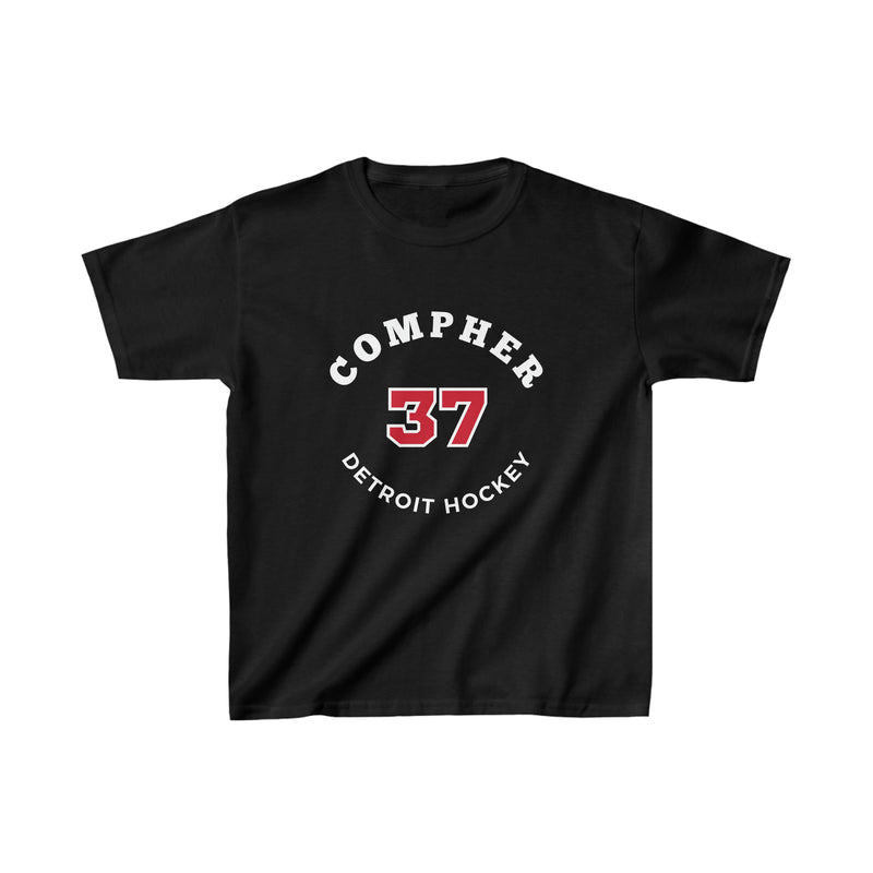 Compher 37 Detroit Hockey Number Arch Design Kids Tee