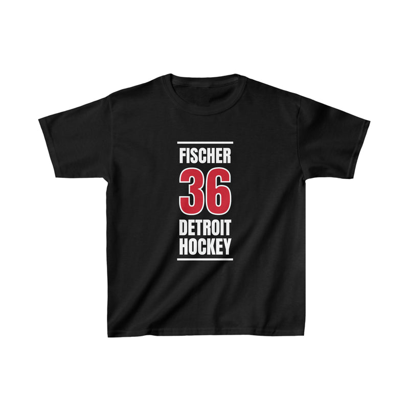 Fischer 36 Detroit Hockey Red Vertical Design Kids Tee