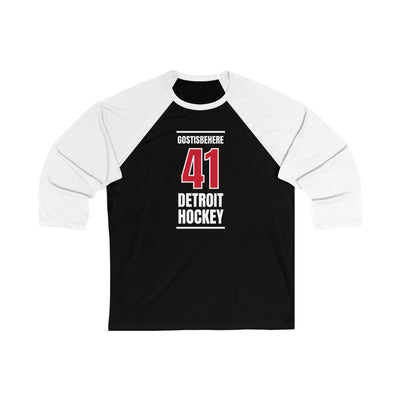 Gostisbehere 41 Detroit Hockey Red Vertical Design Unisex Tri-Blend 3/4 Sleeve Raglan Baseball Shirt