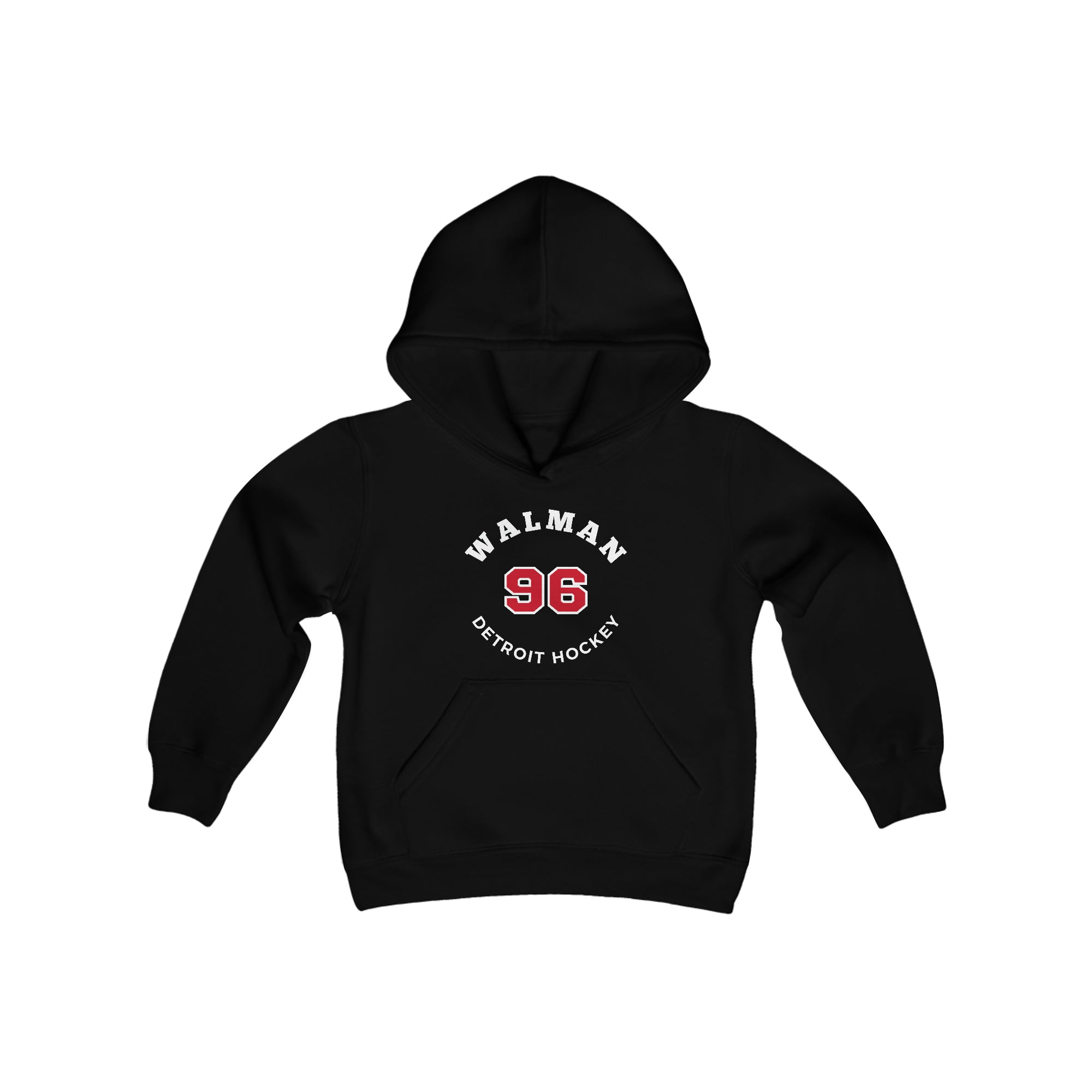 Walman 96 Detroit Hockey Number Arch Design Youth Hooded Sweatshirt