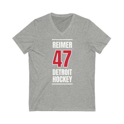 Reimer 47 Detroit Hockey Red Vertical Design Unisex V-Neck Tee