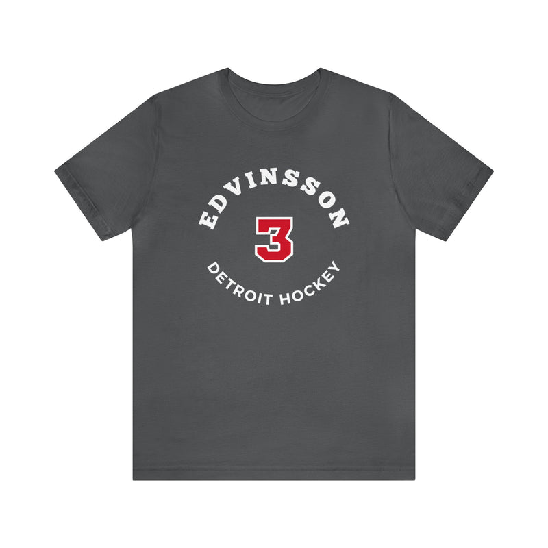 Edvinsson 3 Detroit Hockey Number Arch Design Unisex T-Shirt