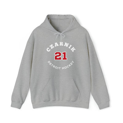 Czarnik 21 Detroit Hockey Number Arch Design Unisex Hooded Sweatshirt