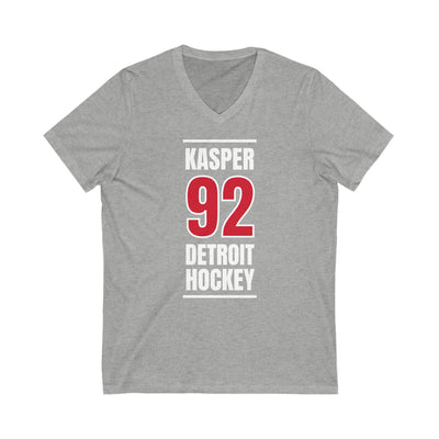 Kasper 92 Detroit Hockey Red Vertical Design Unisex V-Neck Tee