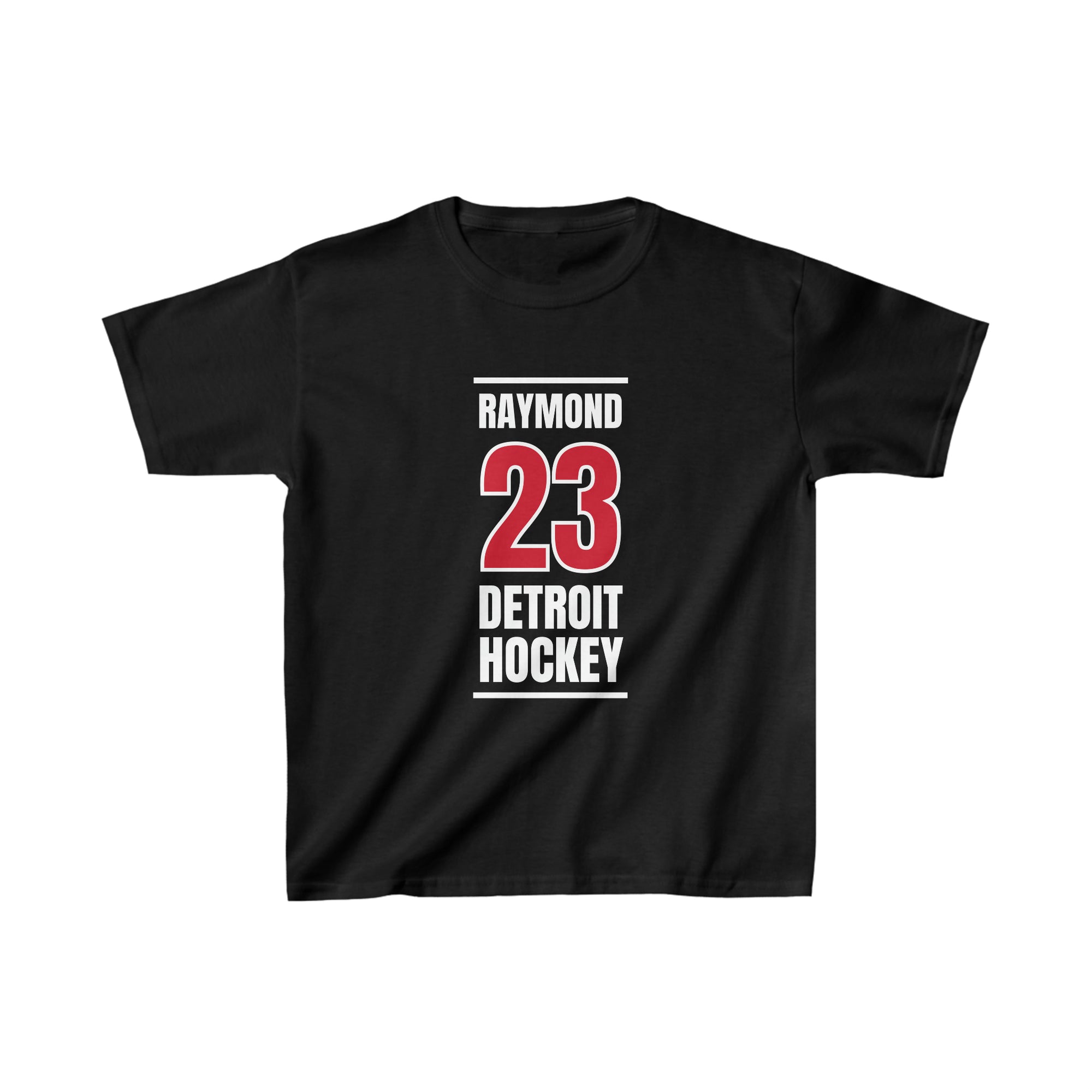 Raymond 23 Detroit Hockey Red Vertical Design Kids Tee
