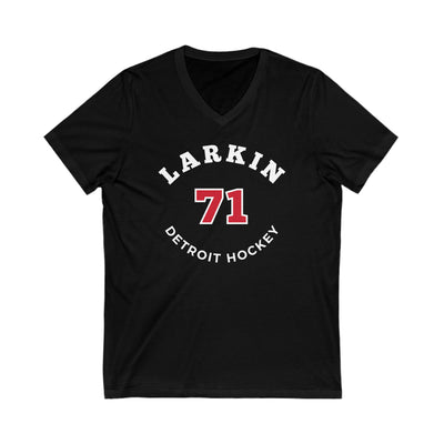 Larkin 71 Detroit Hockey Number Arch Design Unisex V-Neck Tee