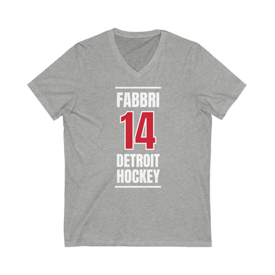 Fabbri 14 Detroit Hockey Red Vertical Design Unisex V-Neck Tee