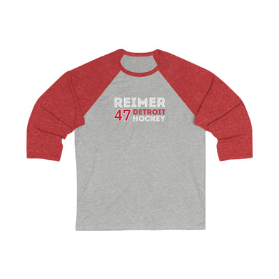 Reimer 47 Detroit Hockey Grafitti Wall Design Unisex Tri-Blend 3/4 Sleeve Raglan Baseball Shirt