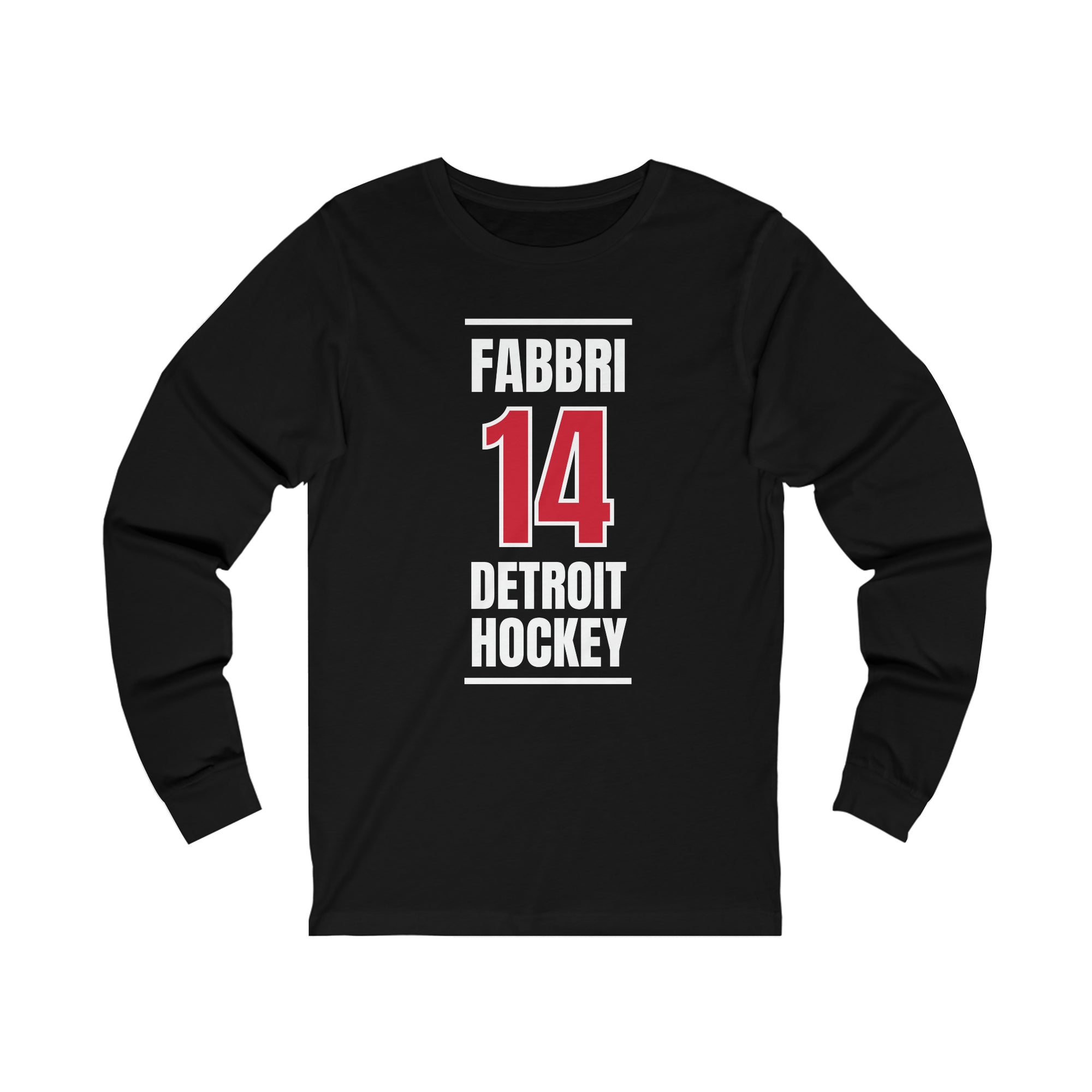 Fabbri 14 Detroit Hockey Red Vertical Design Unisex Jersey Long Sleeve Shirt
