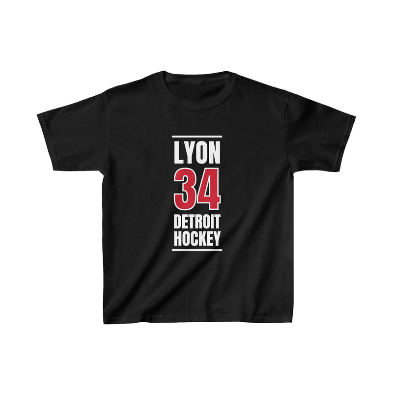 Lyon 34 Detroit Hockey Red Vertical Design Kids Tee