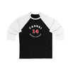 Fabbri 14 Detroit Hockey Number Arch Design Unisex Tri-Blend 3/4 Sleeve Raglan Baseball Shirt