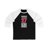 Rasmussen 27 Detroit Hockey Red Vertical Design Unisex Tri-Blend 3/4 Sleeve Raglan Baseball Shirt