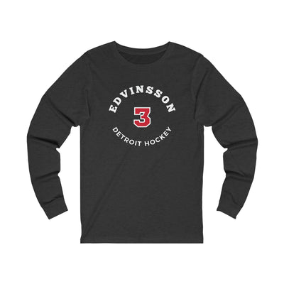 Edvinsson 3 Detroit Hockey Number Arch Design Unisex Jersey Long Sleeve Shirt