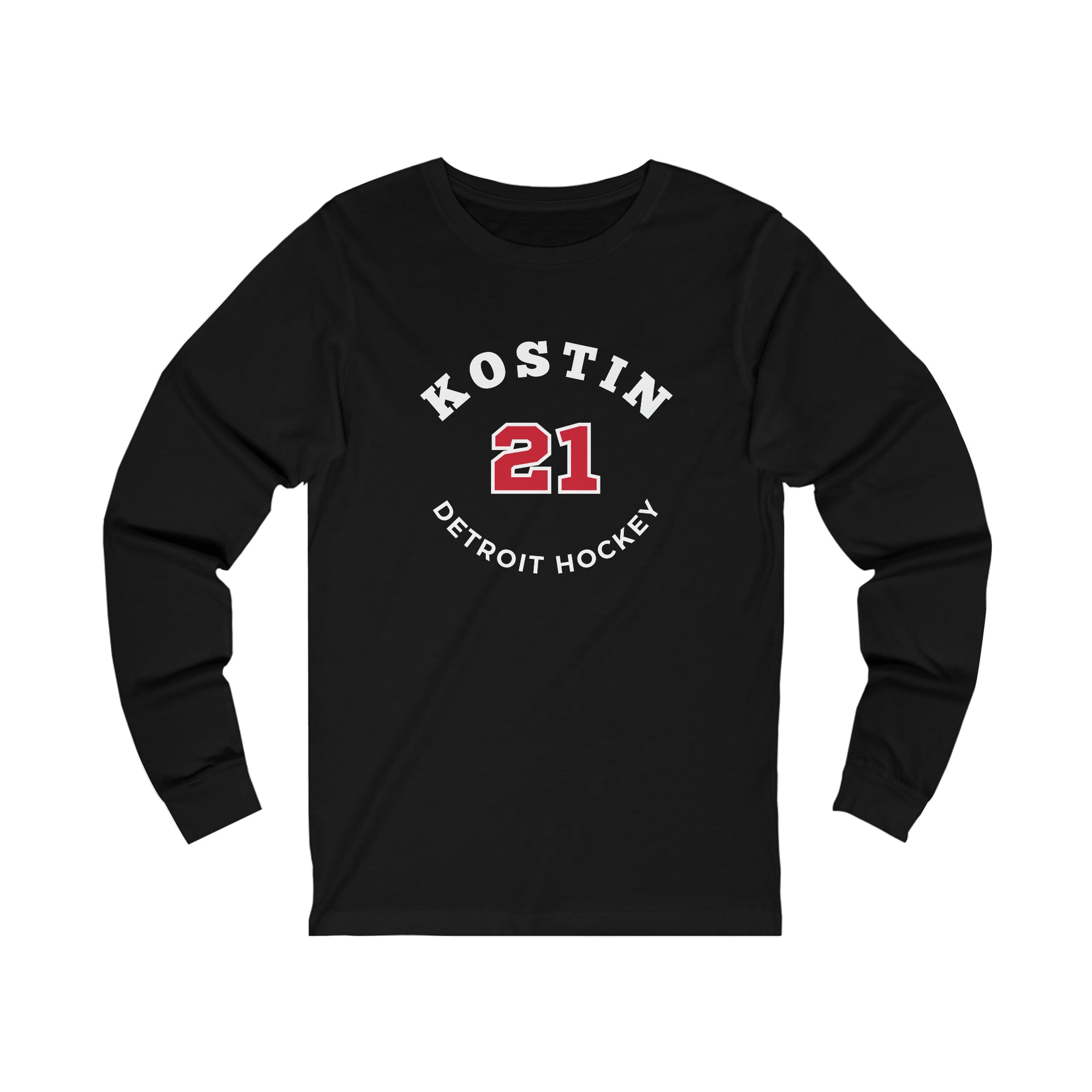 Kostin 21 Detroit Hockey Number Arch Design Unisex Jersey Long Sleeve Shirt