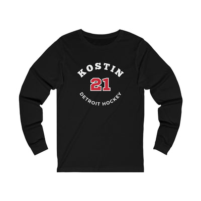 Kostin 21 Detroit Hockey Number Arch Design Unisex Jersey Long Sleeve Shirt
