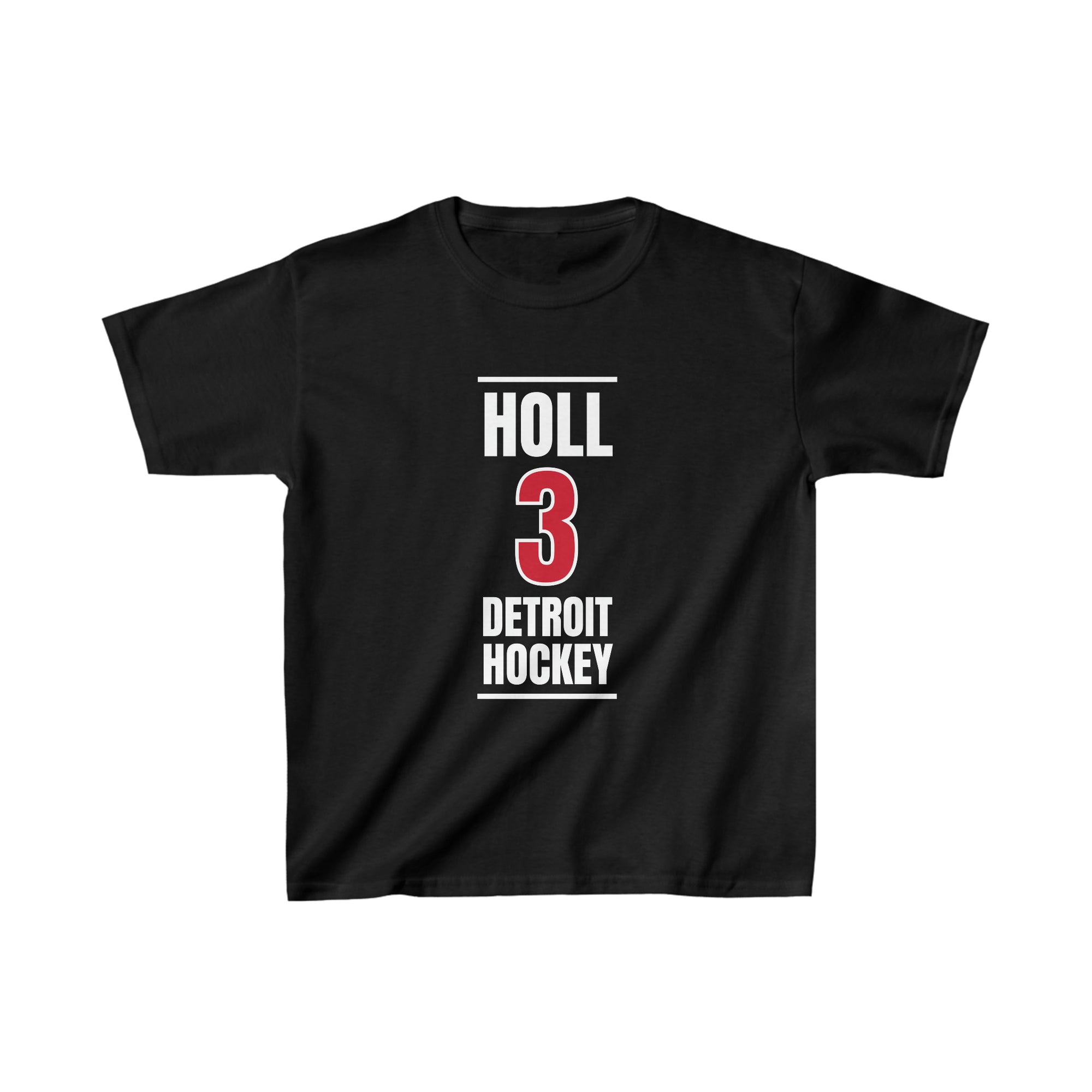 Holl 3 Detroit Hockey Red Vertical Design Kids Tee
