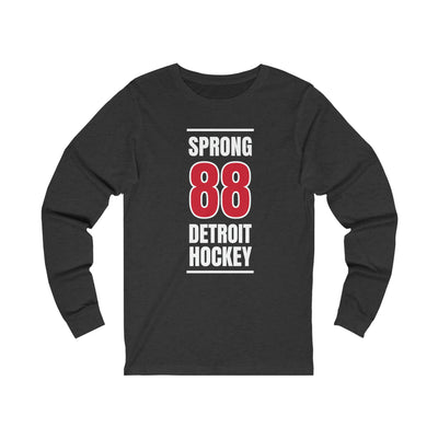 Sprong 88 Detroit Hockey Red Vertical Design Unisex Jersey Long Sleeve Shirt