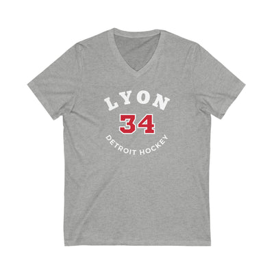 Lyon 34 Detroit Hockey Number Arch Design Unisex V-Neck Tee