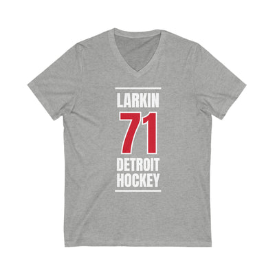 Larkin 71 Detroit Hockey Red Vertical Design Unisex V-Neck Tee