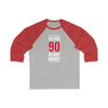 Veleno 90 Detroit Hockey Red Vertical Design Unisex Tri-Blend 3/4 Sleeve Raglan Baseball Shirt