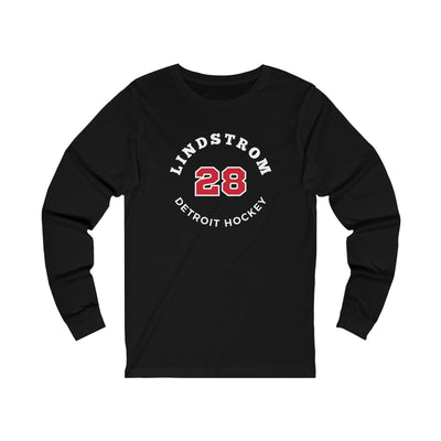 Lindstrom 28 Detroit Hockey Number Arch Design Unisex Jersey Long Sleeve Shirt