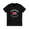 Fischer 36 Detroit Hockey Number Arch Design Unisex V-Neck Tee
