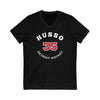 Husso 35 Detroit Hockey Number Arch Design Unisex V-Neck Tee