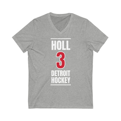 Holl 3 Detroit Hockey Red Vertical Design Unisex V-Neck Tee