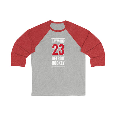 Raymond 23 Detroit Hockey Red Vertical Design Unisex Tri-Blend 3/4 Sleeve Raglan Baseball Shirt